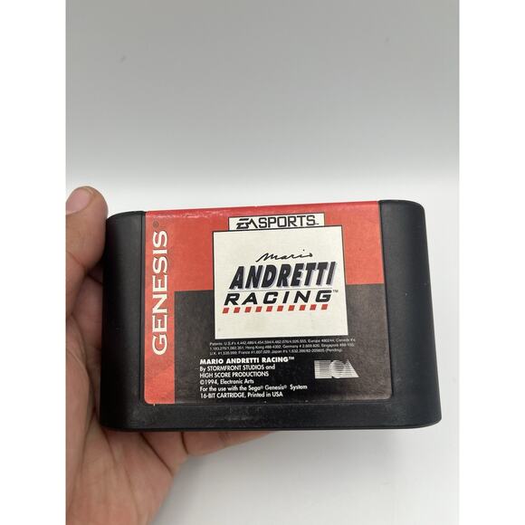 Mario Andretti Racing (Sega Genesis, 1994) Game Cartridge Tested - Picture 1 of 5